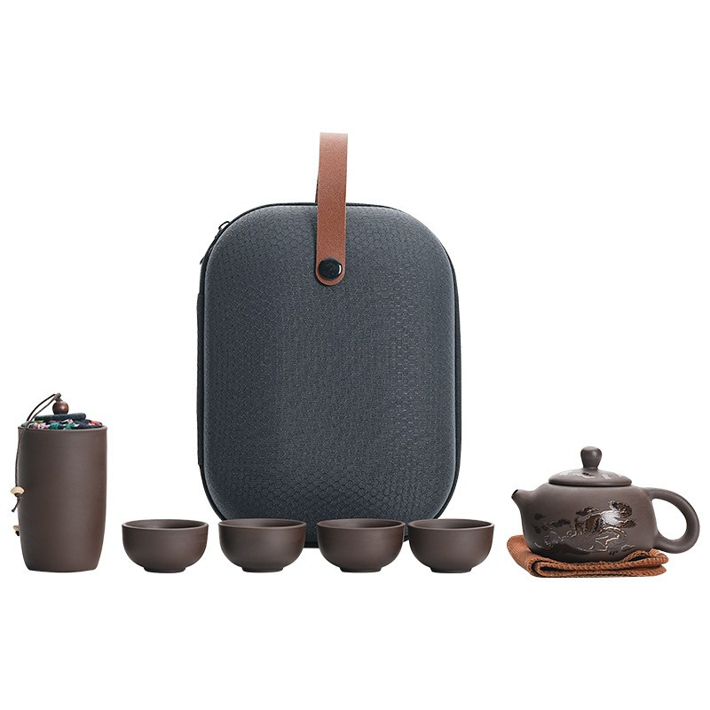 Purple Clay Travel Tea Set wit - Korean Tea Set 评论和价格