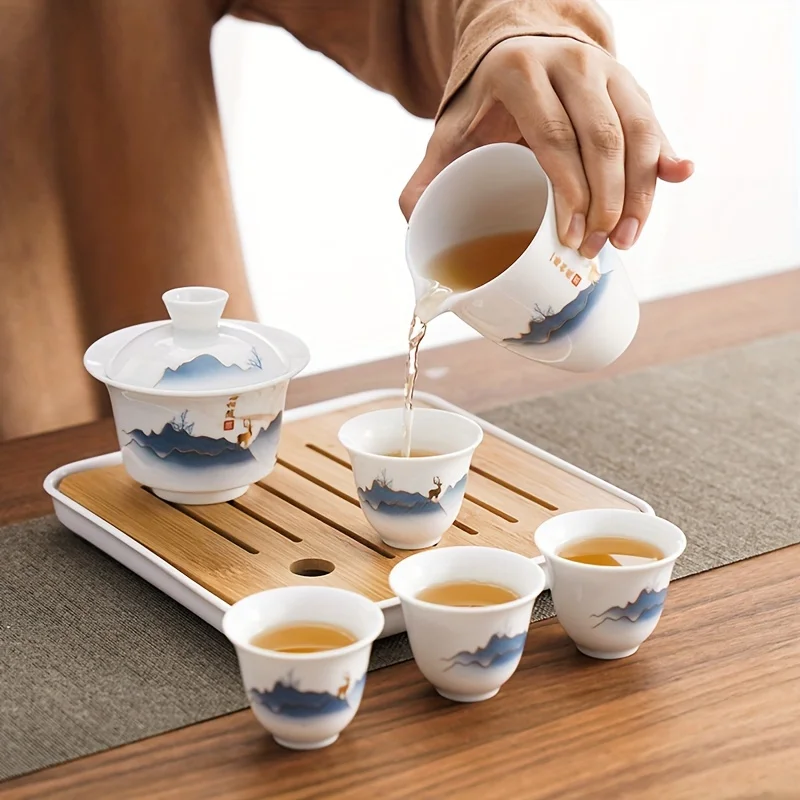 Ceramic Chinese Kung Fu Tea Se - Korean Tea Set 评论和价格