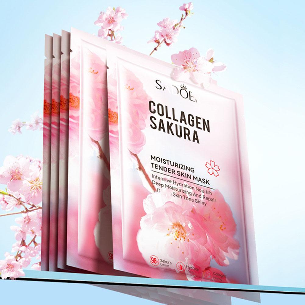 5Pcs Collagen Sakura Face Mask - Sheet Mask Collagen 评论和价格
