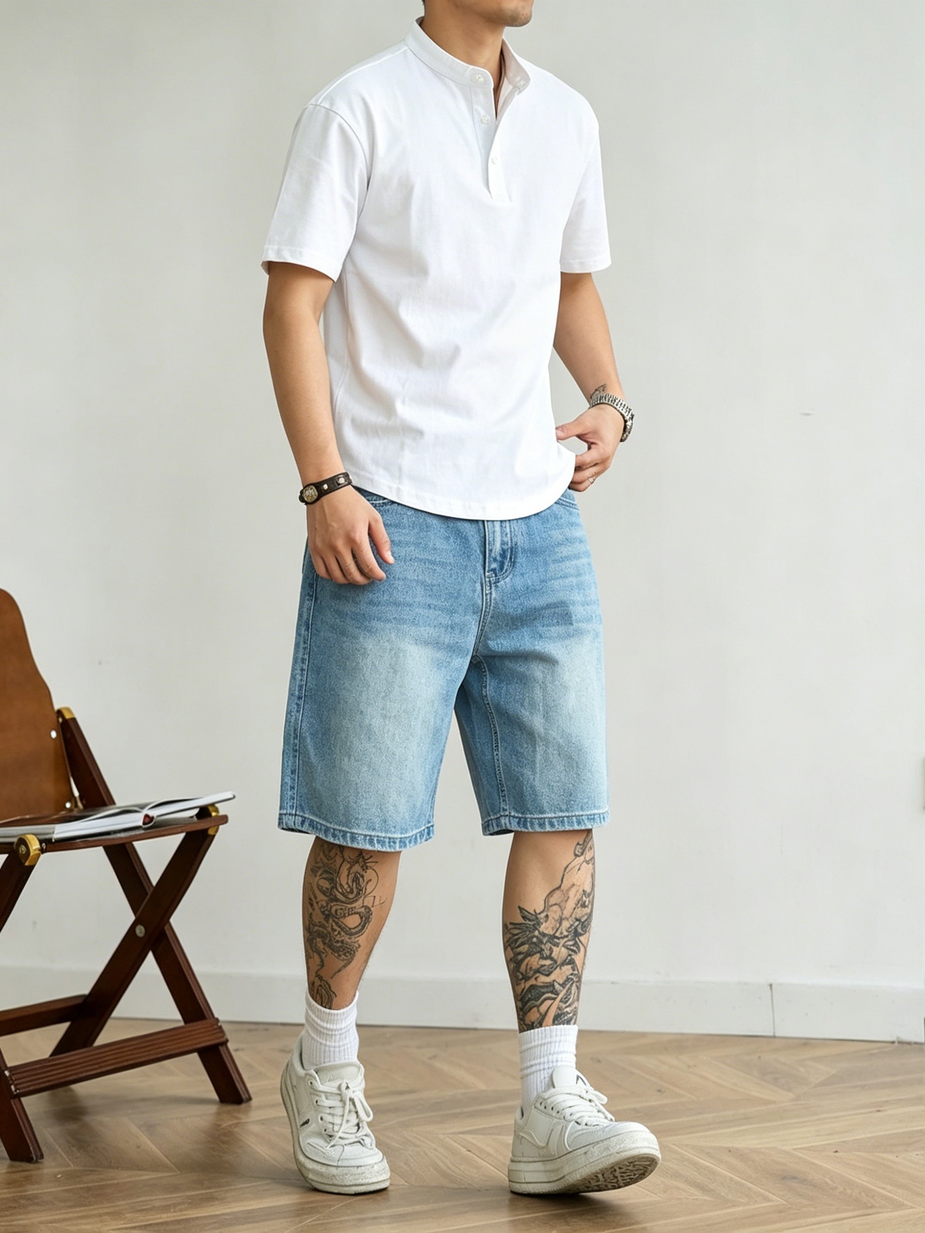 Loose cut blue non stretch den - Korean Men Lifestyle 评论和价格