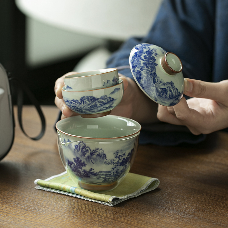Chinese Retro Blue and White P - Korean Tea Set 评论和价格